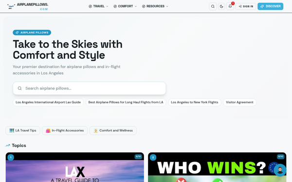 Airplane Pillows - Los Angeles Travel Comfort — A lively and passionate companion for travelers seeking comfort.