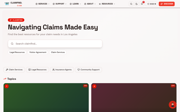 ClaimFind - Los Angeles Claims Guide — A friendly and utilitarian guide, savvy yet warm.