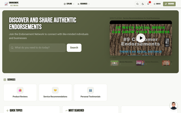Endorsement Network — Empowering Authentic Recommendations
