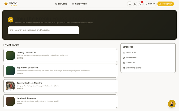 Frenly Fans — Community for Friendly Entertainment