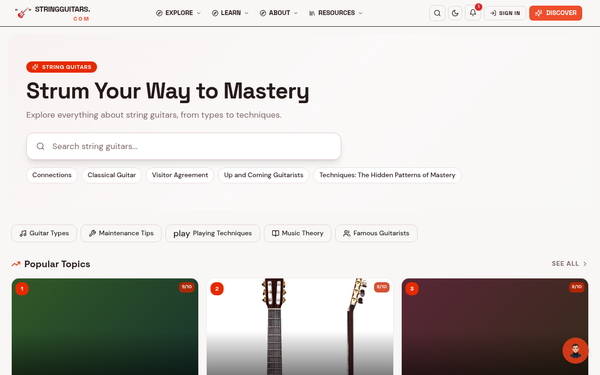 String Guitars — A welcoming, passionate resource for guitar enthusiasts.