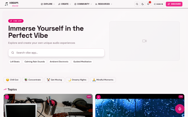 VibeApp — Vibe App is a vibrant, playful, and immersive platform that helps users explore and create their perfect atmosphere.
