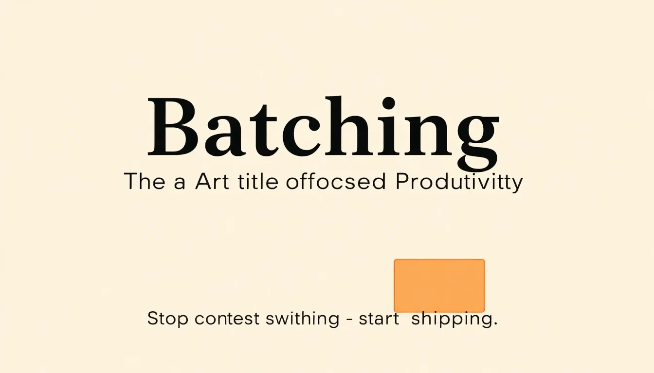 Batching: The Art of Focused Productivity | Vibepedia