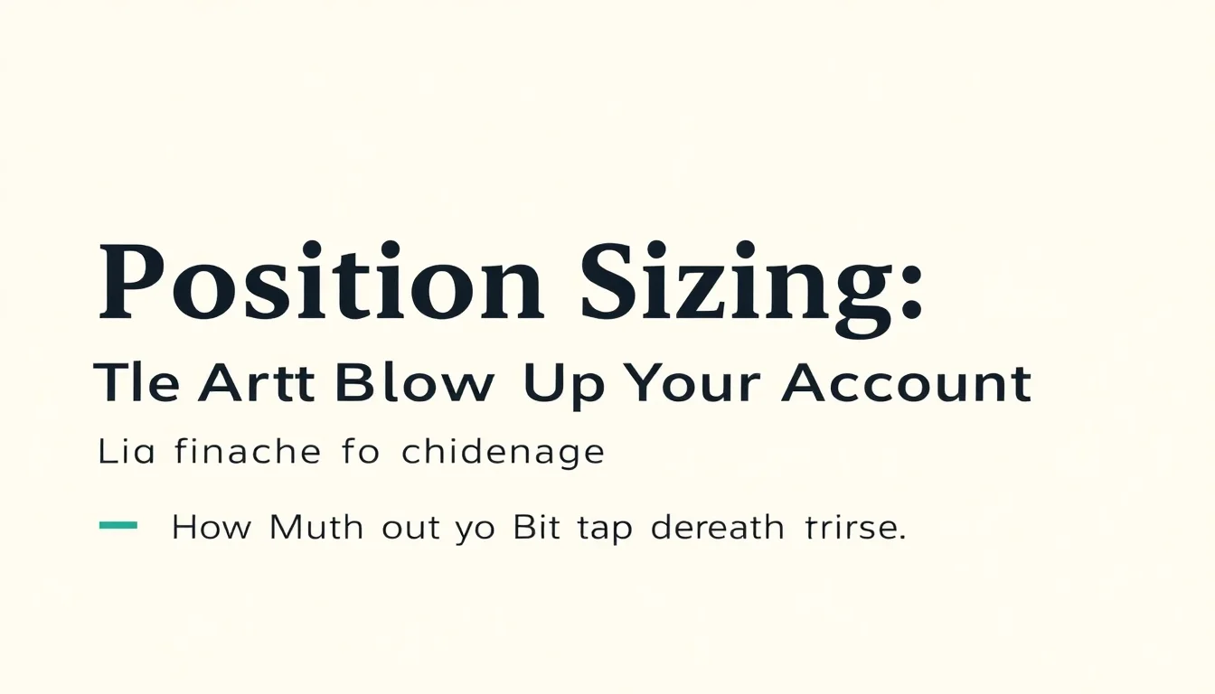 Position Sizing: The Art of Not Blowing Up Your Account | Vibepedia